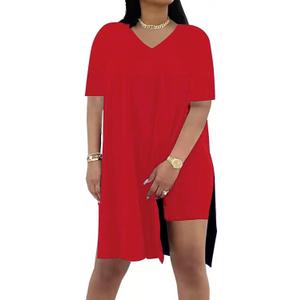 Difanlv Plus Size Womens 2 Piece Outfits Tracksuits Short Sleeve Tunic Tops Bodycon Shorts Sweatsuit Sets (X-Large, Red)