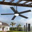 52'' Outdoor Ceiling Fan with Light, Black Gazebo Hanging Fans, Plug-in Ceiling Fans, IP65 Waterproof, 6-Speed DC Motor, Remote/APP Control, Dimmable 3CCT, Smart Ceiling Fans for Patio Porch Pavilion