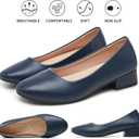 Hash Bubbie Women's Loafers Slip On Shoes Chunky Low Block Heels Closed Toe Pumps Office & Wedding Comfortable Dress Shoes (Navy, US10)