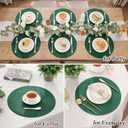 SHACOS Dark Green Round Placemats Set of 6 Cotton Polyester Braided 15 inch Washable Kitchen Dining Table Place Mats Christmas Table Mats for Home Wedding Party Decor