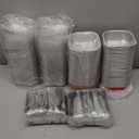 Aoriher 300 Pieces 10 oz Mini Cake Pans with Lids, Aluminum Foil Baking Cups, Square Disposable Cupcake Cups Baking Tins for Wedding Birthday Party Supplies(Silver)