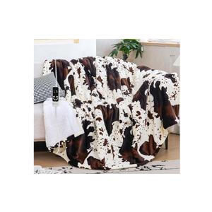 Electric Heated Blanket Heating Blanket Cow Print Throw 50INx60IN Winter Warm Blanket Gift 5 Heat Levels & 12 Hours Auto-Off, Cozy Soft Fleece Sherpa, Machine Washable ETL&FCC Certificated