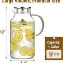 1 Gallon thickened Glass Pitcher with Lid and Spout, Borosilicate Glass Carafe for Hot/Cold Drink, Water Pitchers for Fridge, Extra Large Jug with Handle for Iced Tea, Coffee,Juice,Homemade Beverage