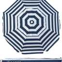 AMMSUN 6.5ft Portable Beach Umbrella for Sand with air vent Tilt Pole, Carry Bag UV 50+ Protection Outdoor Umbrellas Windproof for Patio Garden Beach Pool Backyard Navy Stripe