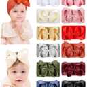 doboi Baby Girl Headband - 12pcs Nylon Hair Accessories with Big Ribbon Bows, Soft Lightweight Headbands for Baby Girls Infant Newborn Toddler