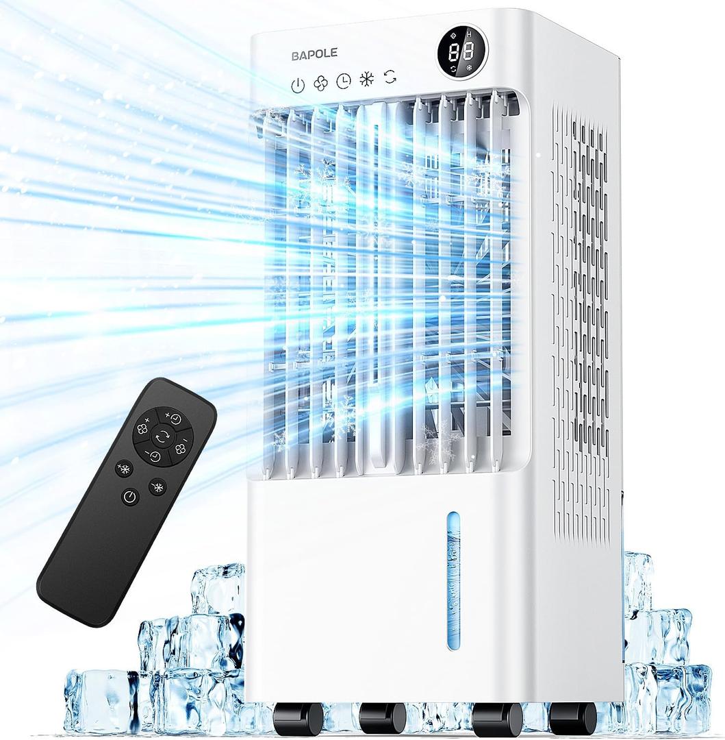 Portable Air Conditioners, 3-in-1 Evaporative Air Cooler with 5.2 Gal Water Tank, Portable AC Fan 120° Oscillation, 3 Speeds, 4 Modes, 24H Timer, Air Conditioner for Room Bedroom Office