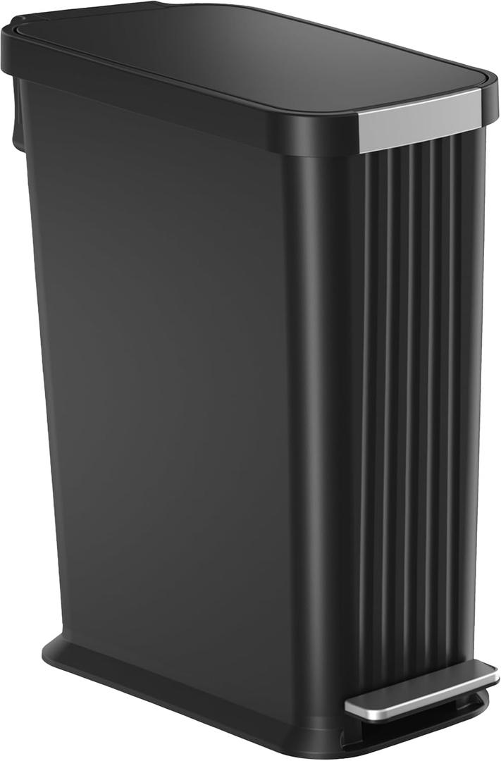 iTouchless 13.2 Gallon SoftStep Pet Waste Bin with AbsorbX Odor Filter, Slow-Close Step Pedal, 50 Liter Large Capacity, Indoor & Outdoor, Matte Black