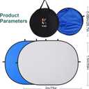 Kate 5x6.5ft(1.5x2m) Collapsible Backdrop Blue Grey Twist Flex Folding Pop up Backgrounds for Photoshoot, Headshots Photo, Video Calls
