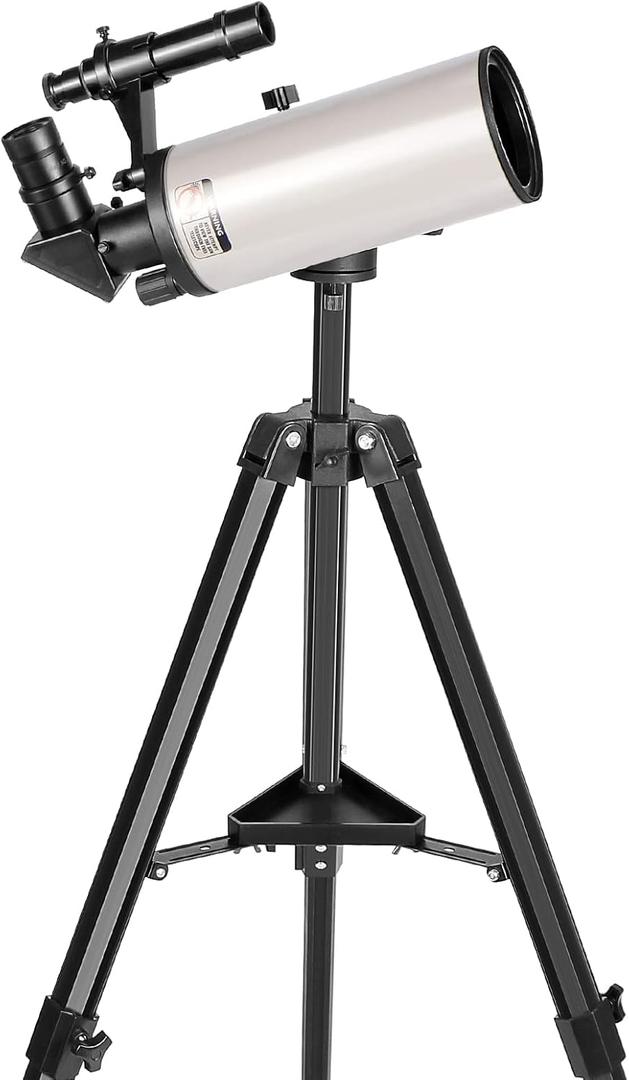 Maksutov-Cassegrain Telescope, Mak70 Telescopes for Adults Kids 1000mm Focal Length 70mm Objective Lens, Beginners Astronomy Telescope with Slow Motion Gimbal Tripod (Grey)