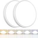 2PACK Flush Mount LED Ceiling Light Fixtures 5 Color Temperatures in One &100W Equivalent Flat Bathroom Ceiling Light,7Inch 15W Thin Round White Surface Flushmount Fixture for Closet,Bedroom,Kitchen