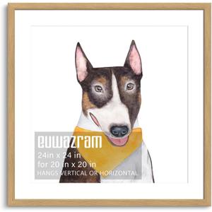 Rustic Oak 24x24 Frame - Single Frame, 24 x 24 Poster Frame with Mat for 20x20, Picture Frames for Artwork, Puzzles, Photos and Movie Posters