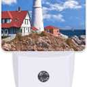 Beautiful White Lighthouse Night Light Plug into Wall, Ocean Seaside Lighthouse Dusk to Dawn Night Light Plug in,0.5w Energy Saving Sleep Friendly Nightlight for Kids Boys Girls Home Decor (Color2)