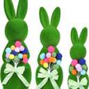 BrilliantJo Spring Decoration Figurines Decor Gift for Women Cute Moss Bunny Large Rabbit Kit Holding Balloons Set of 3(15", 13", 10") Green Desk Mother's Day Holiday Birthday for Home Office Garden