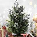 Riceshoot 50 Pcs Christmas Tree Picks and Sprays Artificial Glitter Stem Ornaments Curly Decorative Sticks for Vases Tall Candy Christmas Tree Twigs for Wedding Holiday Party Decoration(Black,White)