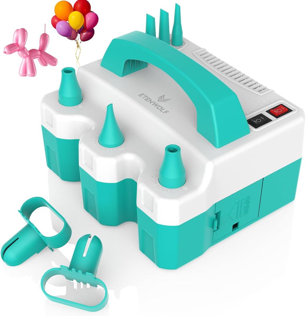 ETENWOLF Electric Balloon Pump for All Balloons 110V 600W Balloon Blower for Party Metalic Latex 260q Foil Balloons, Balloon Inflator for Birthday Decorations (Blue)