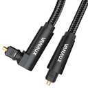 VANAUX 90 Degree Optical Audio Cable Swivel 360 Degree Free-Rotating Digital Toslink S/PDIF Audio Cable for Home Theater,Sound Bar,TV,Xbox,PlayStation - Black (5ft/1.5m)
