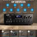 Moukey Stereo Receivers with Bluetooth 5.0, 2.0 Channel Power Audio Amplifier Stereo System w/USB, SD, AUX, RCA, MIC in w/Echo, LED for Karaoke, Home Theater Speakers, 400W Peak, 25W 2 RMS- MAMP1