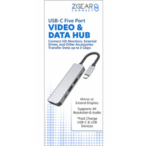 Zgear 5 Port USC C to 2 C & 2A With 1 HDMI