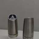 XinXu Gravity Electric Pepper and Salt Grinder Set, Salt/Pepper Mill & Adjustable Coarseness, Battery Powered with LED Light, One Hand Automatic Operation, (Set/Silver)