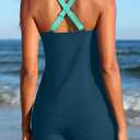 Aqua Eve Womens Tankini with Shorts - Two Piece Tummy Control Swimsuit Cross Back Bathing Suit with Pockets 2025 Swimwear (Blue, L)