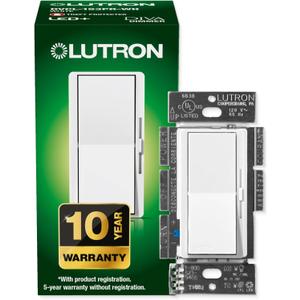 Lutron Diva LED+ Dimmer Light Switch for Dimmable LED, Halogen, and Incandescent Bulbs, 150 Watt, Single-Pole or 3-Way, DVCL-153P-WH, White