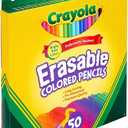 Crayola Erasable Colored Pencils (50ct), Bulk Colored Pencil Set, Pencils for Adult Coloring Books, Art Supplies, Holiday Gift for Teens, 6, 7, 8 [Amazon Exclusive] (1 Count (Pack of 1))