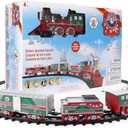 Lionel North Pole Express Battery O Gauge Toy Train Set with Remote, Locomotive, Train Cars, & Track with Authentic Train Sounds, Lights, & Water Vapor Smoke Effects for Kids 4+