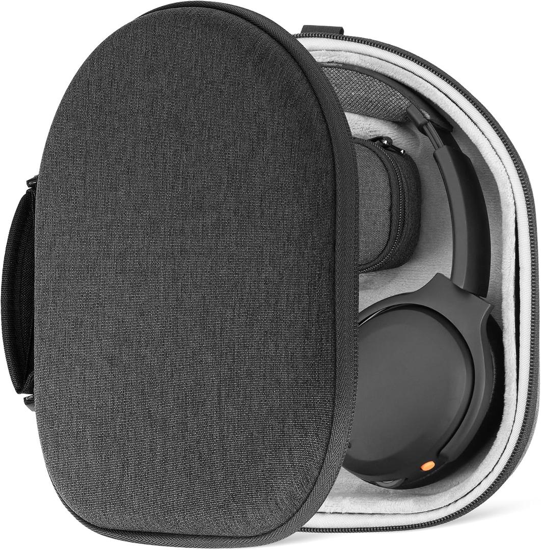 Geekria Shield Headphones Case for Lay Flat Over-Ear Headphones, Replacement Hard Shell Travel Carrying Bag with Cable Storage, Compatible with Steelseries, B&W, Skullcandy Headsets (Grey)