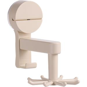 8 Hooks - Suction Cup Hooks - 360 Rotating Wall Mount Organizer, No Damage Adhesive Free Hooks for Walls, Kitchen, Bathroom, Cooking Utensil Holder, Key Holder, Dresser (White)