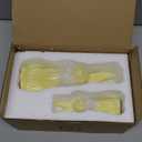 RM ROOMERS 2PCS Easter Bunny Figurine Decoration, Yellow Ceramic Rabbit Statues with White Fluff on Neck, Porcelain Bunnies Spring Gifts for Indoor Tabletop Home Aesthetic Decor Farmhouse Wedding