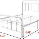 Vintage Full Size Bed Frame with Headboard and Footboard Mattress Heavy Duty Metal Platform Bed Frame Steel Slat Support (Full, White)