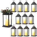 12 Pcs 13" Wedding Lanterns LED Hanging Lights Lanterns LED Vintage Decorative Lantern Rustic Farmhouse Home Decor Lantern Table Centerpiece for Wedding, Bridal Shower, Anniversary Party (Bronze)