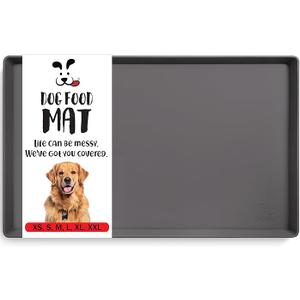 DogBuddy Dog Food Mat – Waterproof Dog Bowl Mat for Food and Water, Silicone Pet Feeding Mats for Floors, Non-Slip Placemat with High Edges for Dogs Bowls, Puppy Essentials (XXL: 32"x24", Shadow)
"