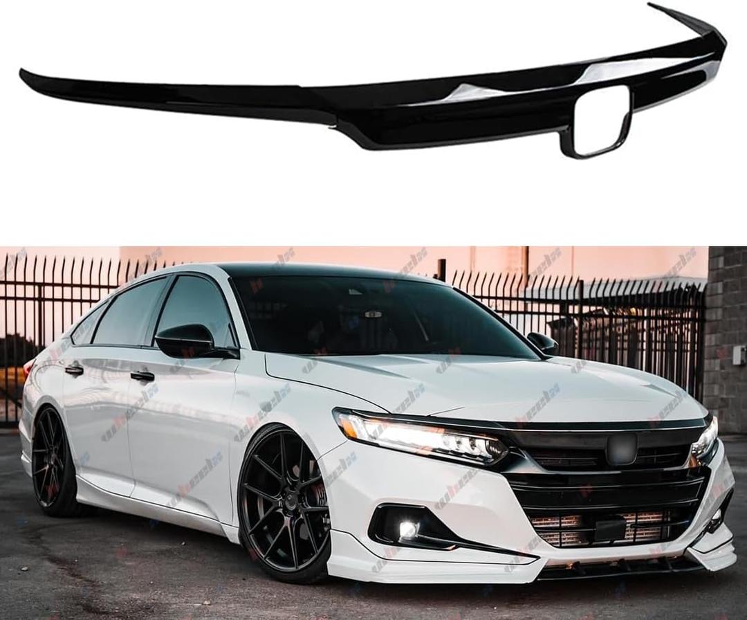 3Pcs Front Grille & Eyelid Cover Set, Compatible with 2021-2022 Honda Accord 10.5th Gen Sedan (Glossy Black)