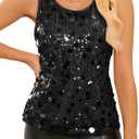 Women's Sequin Top Sleeveless Sparkly Glitter Shiny Tank Top for Party, Wedding, Club, Night Out L