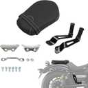 AUFER Motorcycle Rear Pillion Passenger Seat Cushion Pad with Foot Peg Mounts Compatible With For Yamaha Bolt XV950 XVS950 R-Spec 2014-2023 1TP-F47E0-T0-00