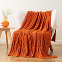 Admitrack Chunky Knit Blanket Throw, 100% Hand Knit Chenille Throw Blanket for Sofa & Home Decor, Soft and Cozy Knitted Throw Blankets (Orange, 51"x63")