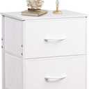 WLIVE White Night Stand, Small Dresser with 2 Drawers & Wooden Top, Nightstand with Fabric Bins, Bedside Table End Table for Bedroom, Closet, Entryway, College Dorm, White (11.8"D x 15.7"W x 20.9"H)