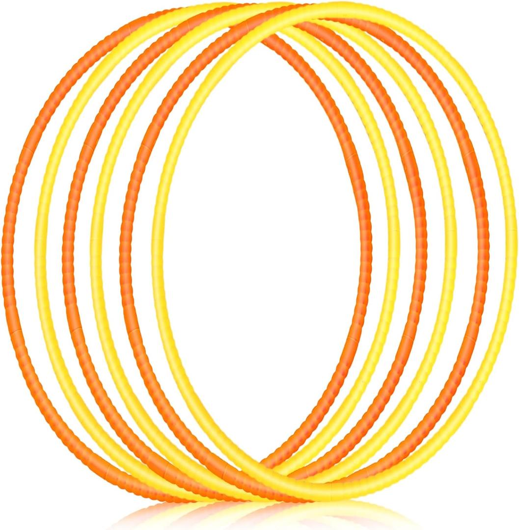 Halloscume 6 Pcs Exercise Hoop Detachable Fitness Rings Adjustable Plastic Toy Fitness Hoop Playground Toys Colored Circles for Teens Games Gymnastics Agility, 28 Inch (Orange,Yellow)