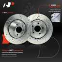 A-Premium 11.81 Inch (300mm) Rear Drilled and Slotted Disc Brake Rotors