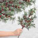 6 Pcs Christmas Artificial Mistletoe Picks 17.3 Inch Fake Mistletoe Decoration Branches with Berries Pinecones Ornaments DIY Crafts for Xmas Tree Wreath Holiday Decor(Red Berry)