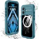 GOLDJU Magnetic for iPhone 17 Case-Waterproof, Built-in Screen & Camera Protector-IP68 Underwater Full Body 16FT Military Dropproof Shockproof Case for 17 6.3''- Blue