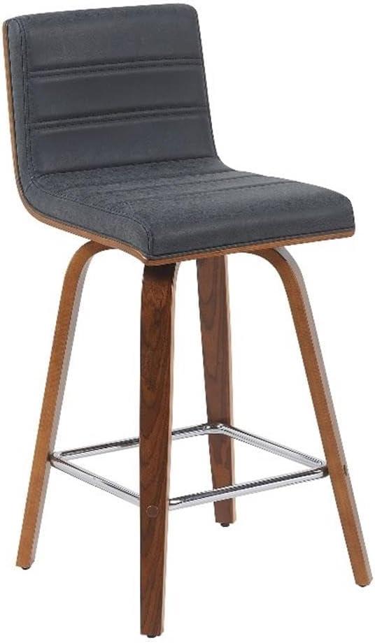 Vienna Modern Counter Height Swivel Bar Stool with Vintage Black Upholstered Seat and Walnut Finished Wood Frame Set of 3, 26" Seat Height