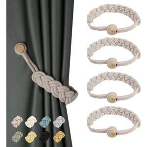 BEL AVENIR Curtain Tiebacks Magnetic Woven Curtain Holdback Drapery Tie-Back (Blush-4 Pack)