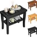 Bamboo Black Shower Bench Stool Shower Chair Seat Adult Women Her Sister Aunt Wife Hustband Lady Auntie Titi Bestie Soul Happy Christmas Xmas Birthday Gifts Cool Unique Aesthetic 30 40 60 70 Year Old