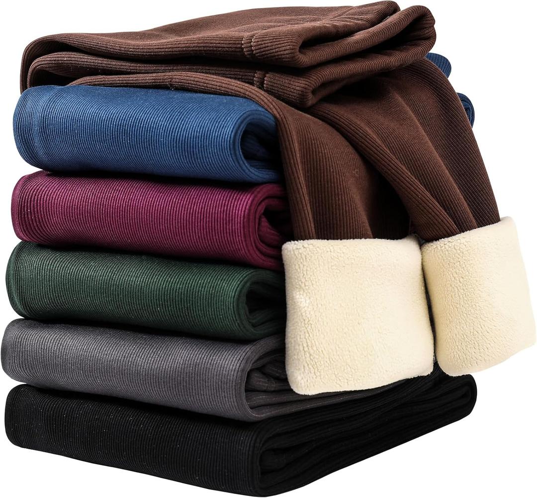 6 Pack Girls Winter Fleece Lined Leggings Cotton Pants Kids Thick Warm Pants Thermal Soft Leggings for Girls (9-10 Years, Multicolor 2)