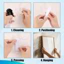 8pcs Picture Hangers, Picture Frame Hangers with 24 Adhesive Strips Drill-Free No Nails Damage Photo Hooks for Home School Office