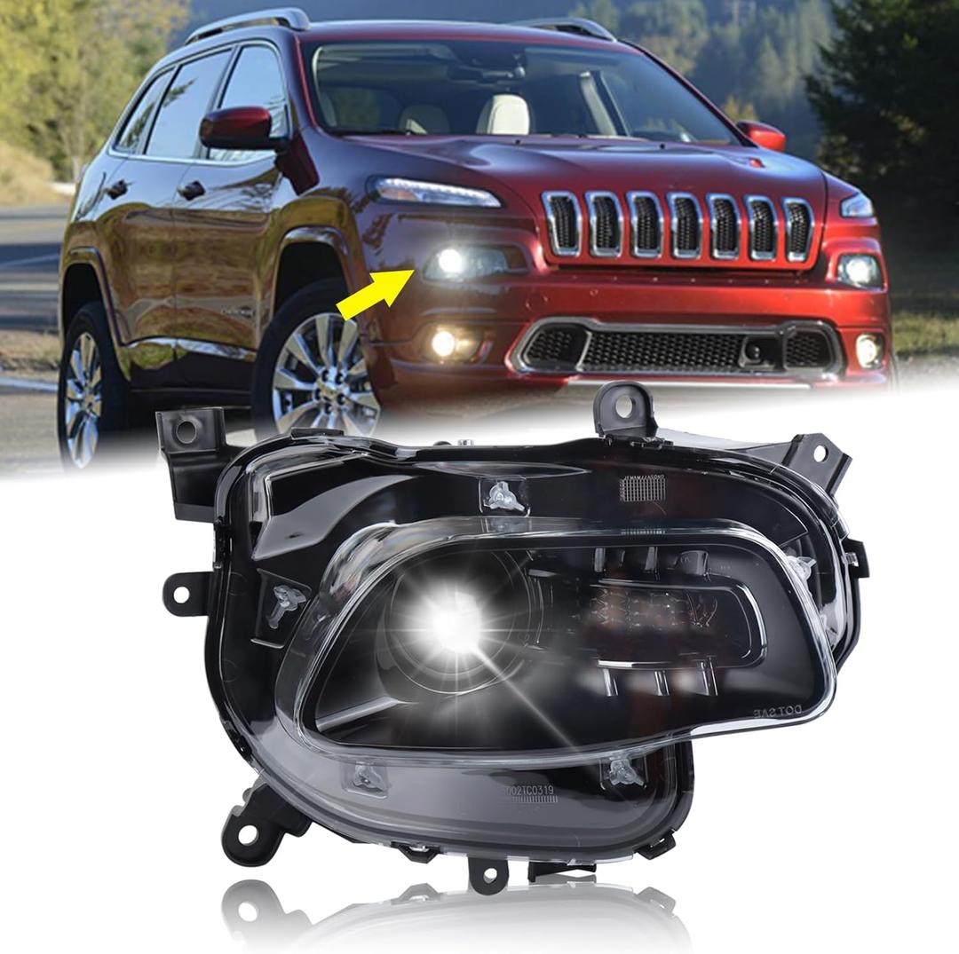 Right Passenger Side Xenon HID Model Headlight Accessories Compatible for 2014-2018 Jeep Cherokee With Bulbs RH Head lamp Assembly 68102848AF CH2503250