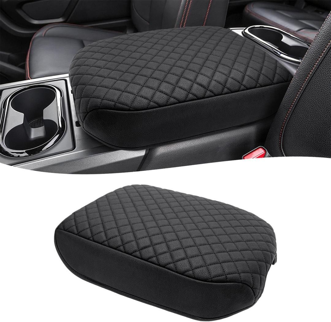 KBH Center Console Armrest Cover for Nissan Titan 2016-2024, Bucket Seat, Vinyl Leather Car Arm Rest Lid Protector, Anti-Scratch, Black