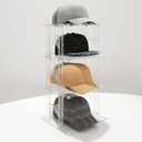 koretech Hat Organizer Box, 4 Tier (Up to 12 Hats) Stackable Clear Hat Display Case Baseball Cap Holder Stand, Hats Display Rack Tabletop